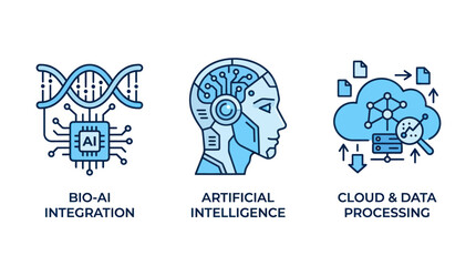 Fototapeta premium AI, DNA, Cloud Data Icons