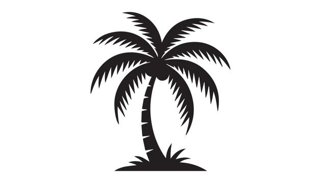 black and white silhouette of palm tree very high quality vector illustration.