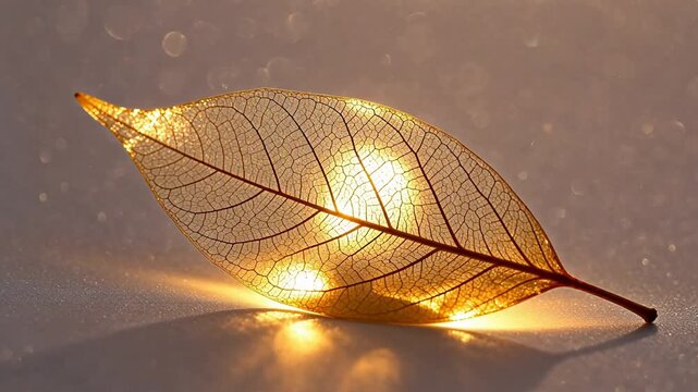 Golden leaf with intricate vein pattern
