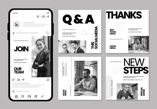 Modern Creative Agency Social Media Post Set