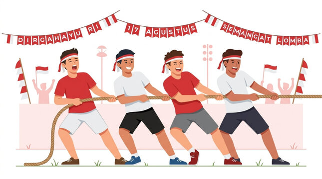 Indonesia Independence Day Celebration with Tug of War Competition