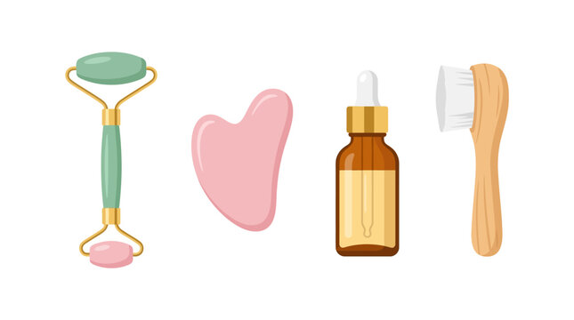 facial roller gua sha with bootle serum
