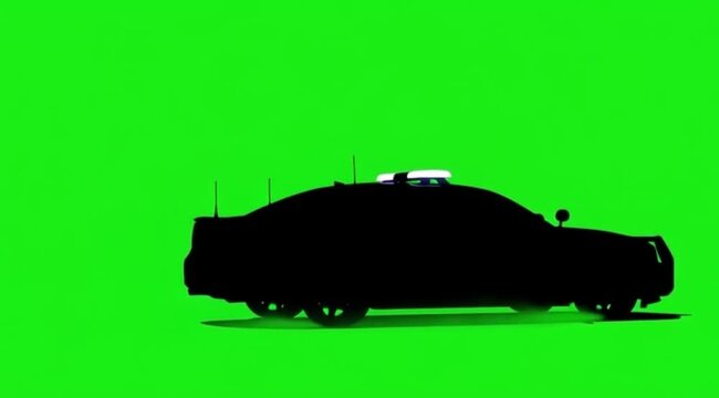 Silhouette Video of car are moving slowly on the meddle of the screen in green screen background