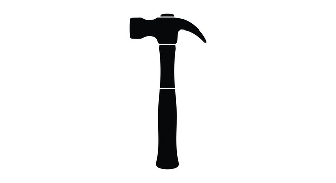 Black hammer silhouette against a white background silhouette
