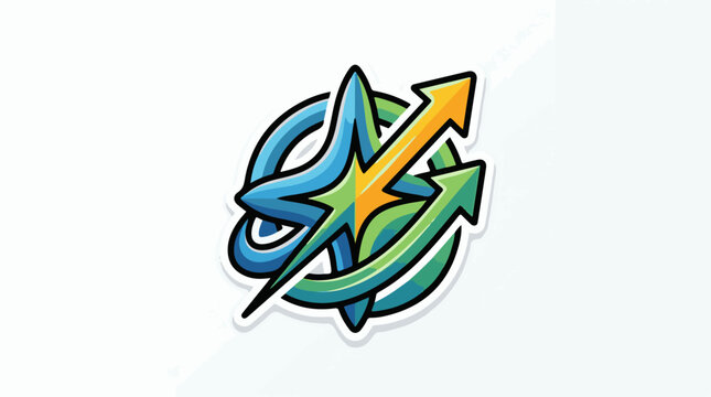 A colorful abstract logo with arrows and star