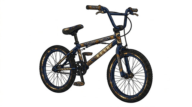 BMX Freestyle Bicycle Wrapped in Traditional Indonesian Batik Pattern Illustration