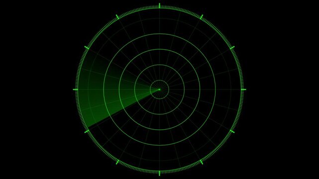 Green digital radar screen interface. 4k video