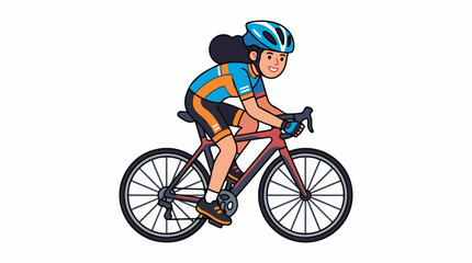 Obraz premium A cartoon illustration of a woman riding a bicycle