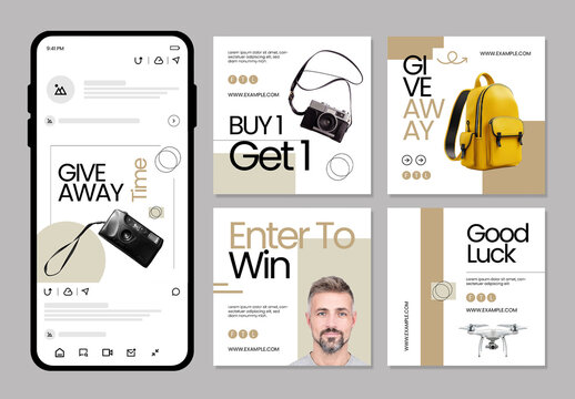 Product Giveaway Social Media Post Template Set