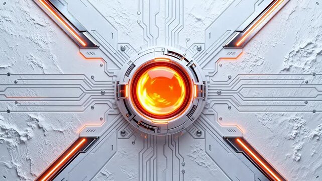 Futuristic circuit design with glowing core