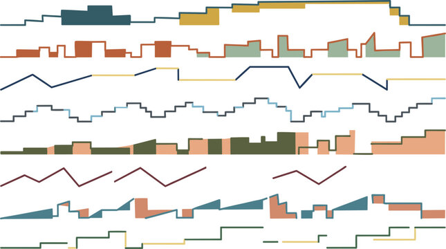 Abstract data visualization chart line elements set showing financial progression trends for corporate business dashboard infographic presentation template