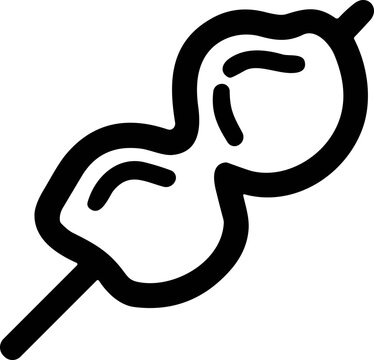 Dango Skewer Icon - Traditional Japanese Sweet Food, Simple Outline Illustration