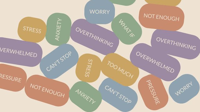 Pastel Anxiety Words Bounce and Fill the Screen, Overthinking Animation