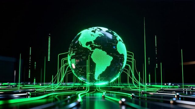 Glowing globe with digital connections