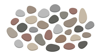 Fototapeta premium Pebble stones, smooth rocks, oval shapes, earthy tones vector set isolated on White Background vector eps silhouette