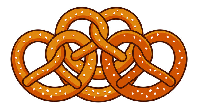 Vector pretzels, golden brown twisted bread, bakery food icons, pretzel bundle, stacked, illustration isolated on White Background vector eps silhouette