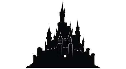 Detailed castle silhouette against a white background silhouette © RmANom