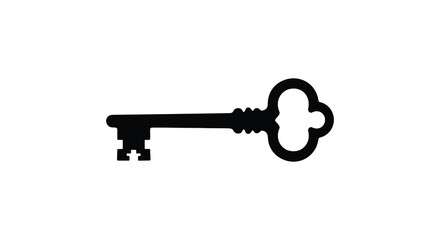 Antique key silhouette on a white background © RmANom