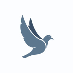 Fototapeta premium Gray Dove in Flight Silhouette Icon.
