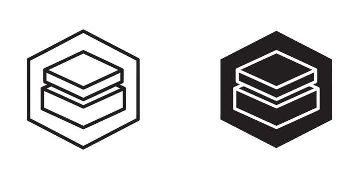 Minimalist Hexagon Layer Stack Icons for UI Design and Software Interface Elements