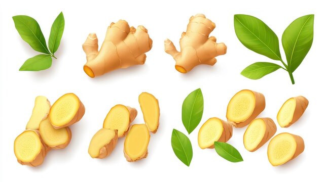 fresh Ginger root isolated on white background, clipping path, full depth of field