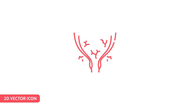 Abstract Red Veins or Blood Vessels Icon on White Background, Medical Concept