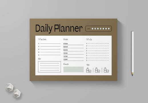 Minimal Daily Landscape Planner Template Layout