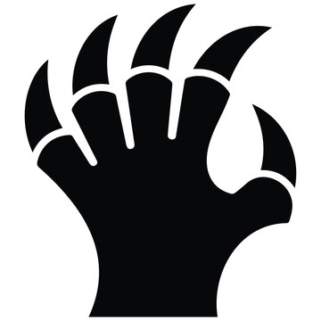 Primal beast claw silhouette vector illustration featuring sharp talons for spooky themes.