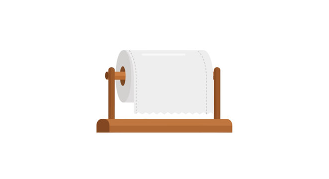 Toilet paper roll on a wooden stand, hygiene and bathroom essential