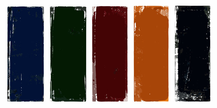 Five Vertical Rectangular Blocks With Distressed Texture On White Background
