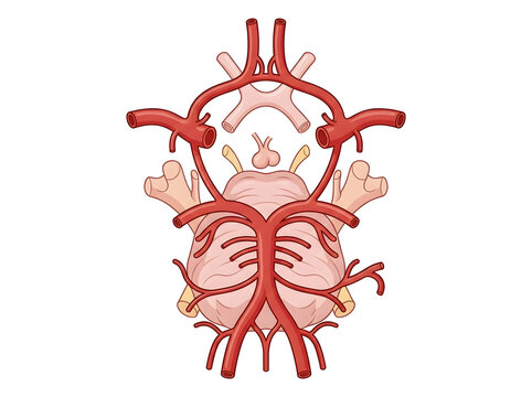 Human kidney with renal artery and vein anatomy illustration isolated on white background