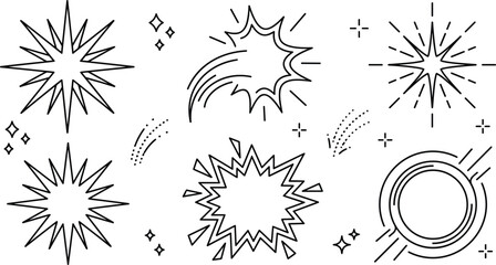 Comic Burst and Sparkle Icon Set Featuring Explosion Elements Flash Lines and Star Vector Illustrations © Shukimon