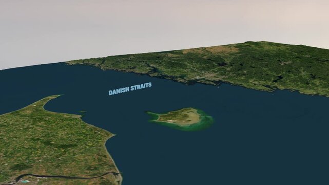 Danish Straits 4K 3D Terrain Visualization and Maritime Map Horizontal