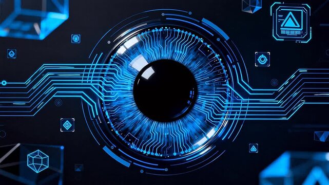 Futuristic eye with circuit design