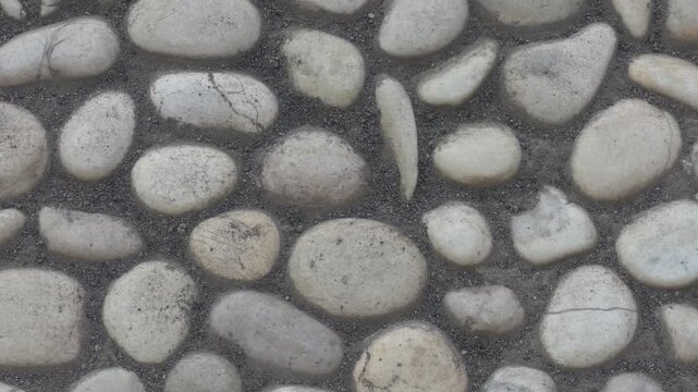 Close up of white pebbles decoration in a backyard garden