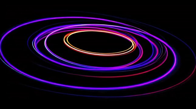 Colorful Neon Spiral Lights on Dark Background