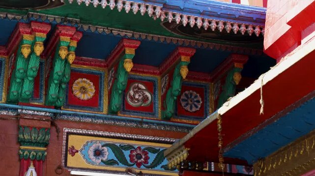Colorful Temple Architecture with Ornamental Carvings at Hanuman Garhi Ayodhya