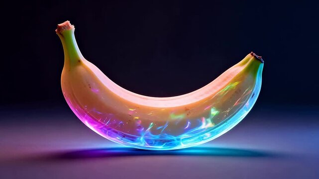 Colorful banana with glowing effect