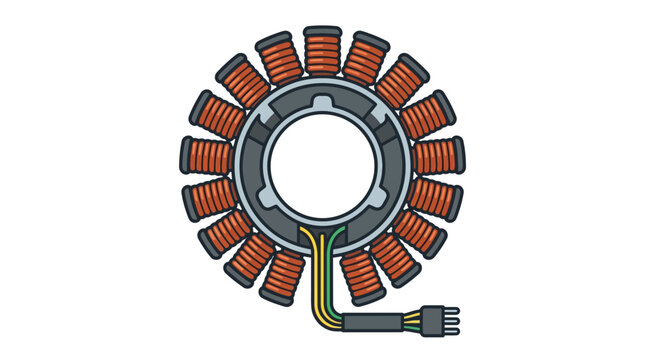 Motorcycle Stator Coil Assembly with Wires and Connector