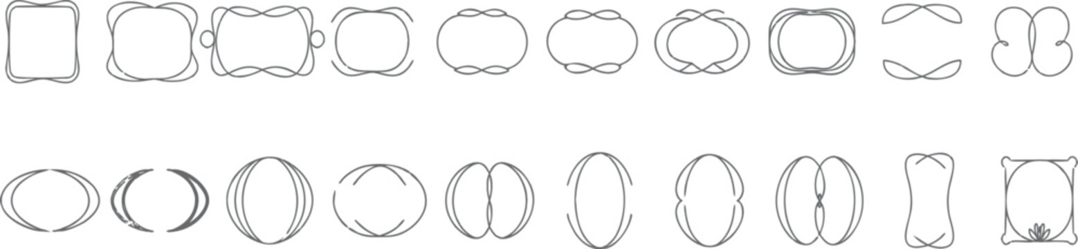 Variety of hand drawn oval and rectangle shapes