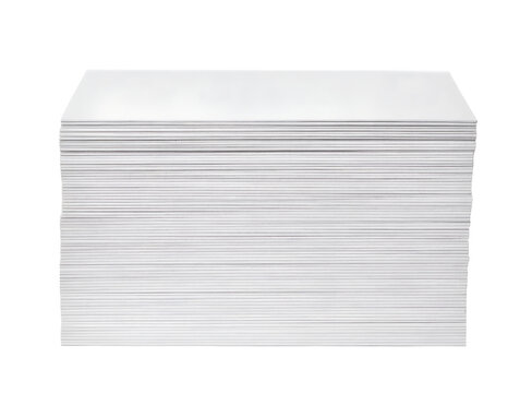 Neat stack of blank white business cards mockup isolated on solid white background for professional personal corporate brand identity stationery design presentation