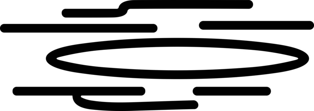 Abstract black lines and oval shape on white background, minimalist design