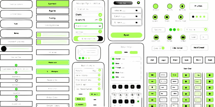 Flat User Interface Elements With Rounded Rectangles And Circular Controls