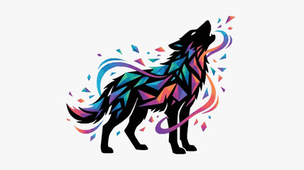 Colorful abstract horse illustration with flowing mane and tail. © Dersa