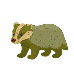 Cute badger isolated on transparent background woodland animal illustration © Oksana Faliush