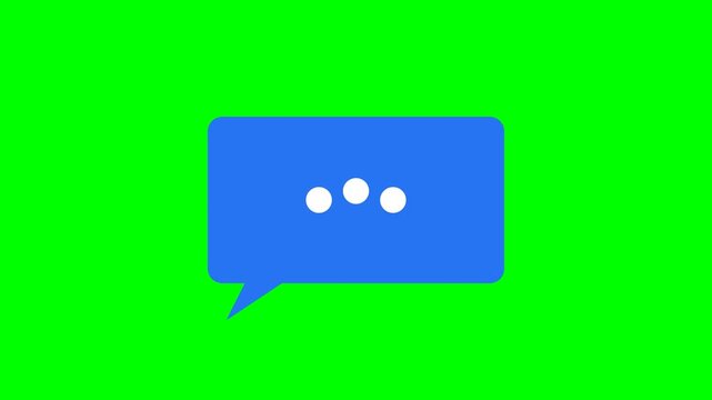 Animated chat bubble with typing indicator on green screen chroma key animation