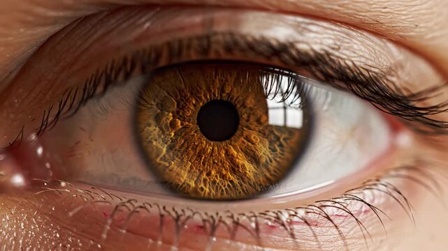 Extreme close-up of a human brown eye showing iris detail