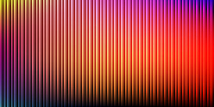 Abstract background with vertical ribbed texture and a vivid color spectrum blending from deep blue and violet through warm yellow and orange to a bright red finish.