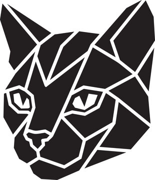 Low poly geometric black cat face vector illustration