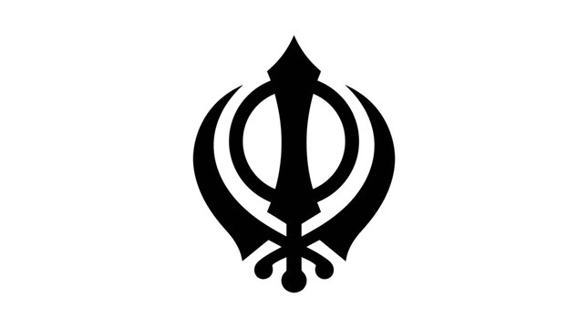 Sikh Khanda Symbol Graphic Icon Black Silhouette on White Background